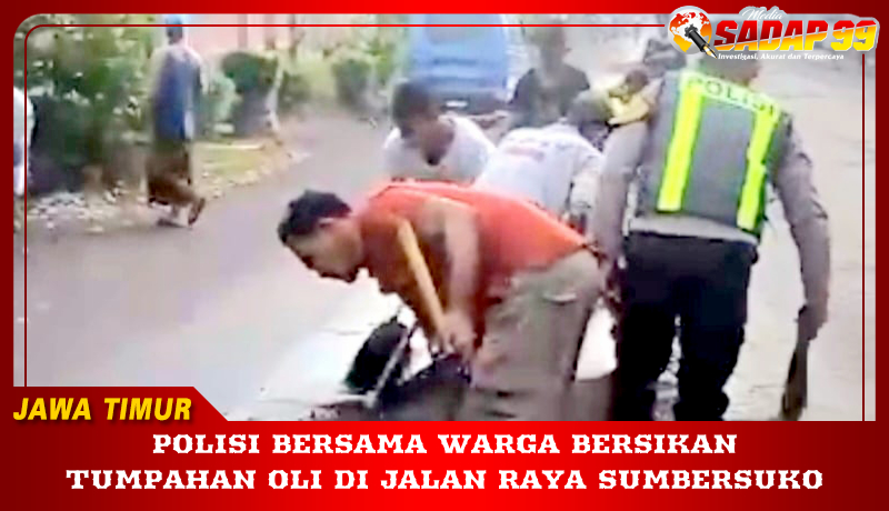 TUMPAHAN OLI DI JALAN RAYA SUMBERSUKO