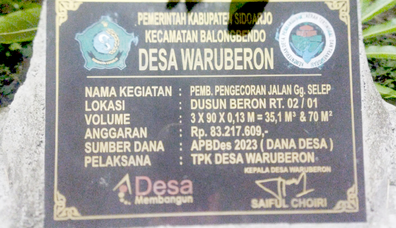 Pengecoran Jalan Desa Waruberon kecamatan Balong Bendo dipertanyakan