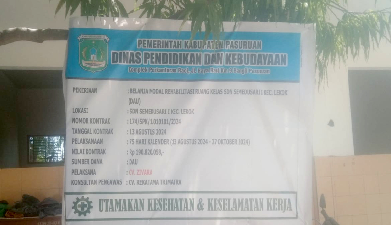 Pekerjaan Rehab SDN 1 Semedusari